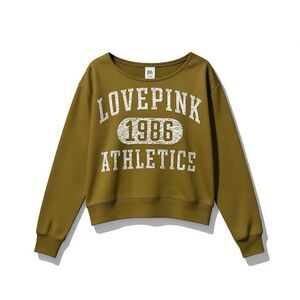Victoria’s Secret PINK Love Pink 1986 Athletic Crop Sweatshirt Olive XL NWT